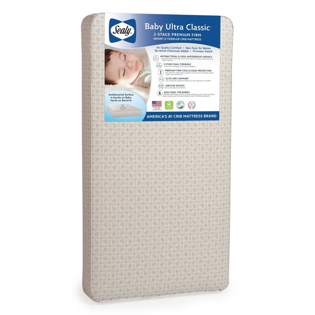 Sealy Baby Ultra Classic Antibacterial Baby Crib Mattress, 204 Coils