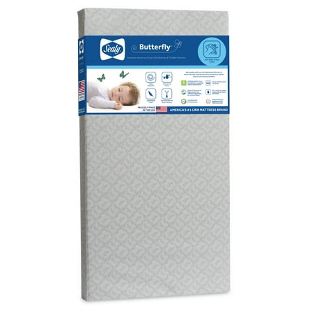 Sealy Butterfly Premium Firm Foam Crib Mattress with Waterproof Cover
