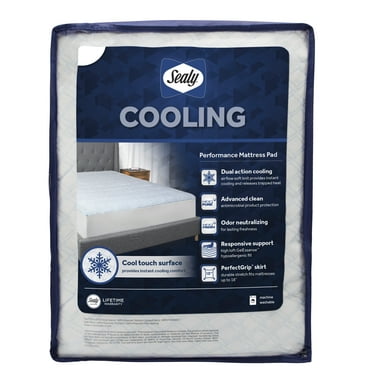 Sealy Elite Airflow Cooling Mattress Cover Pad, Twin, White-  Fitted Moisture Wicking