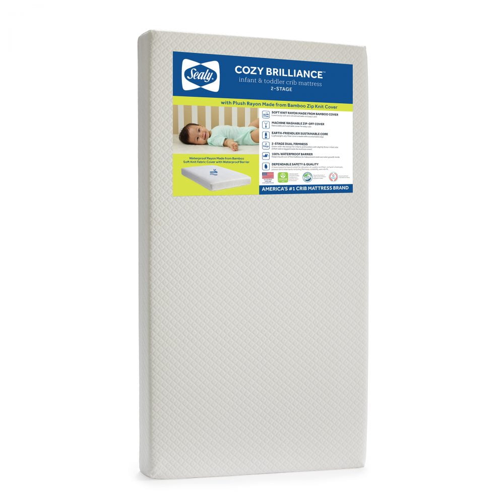 Sealy Cozy Brilliance 2-Stage Baby Crib & Toddler Mattress, 6 inch, Rayon from Bamboo Knit