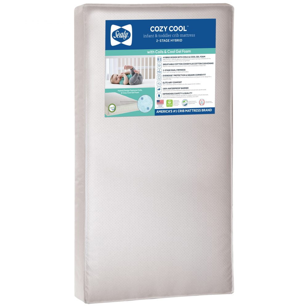 Sealy Cozy Cool Hybrid 2-Stage Innerspring Gel Baby Crib and Toddler Mattress