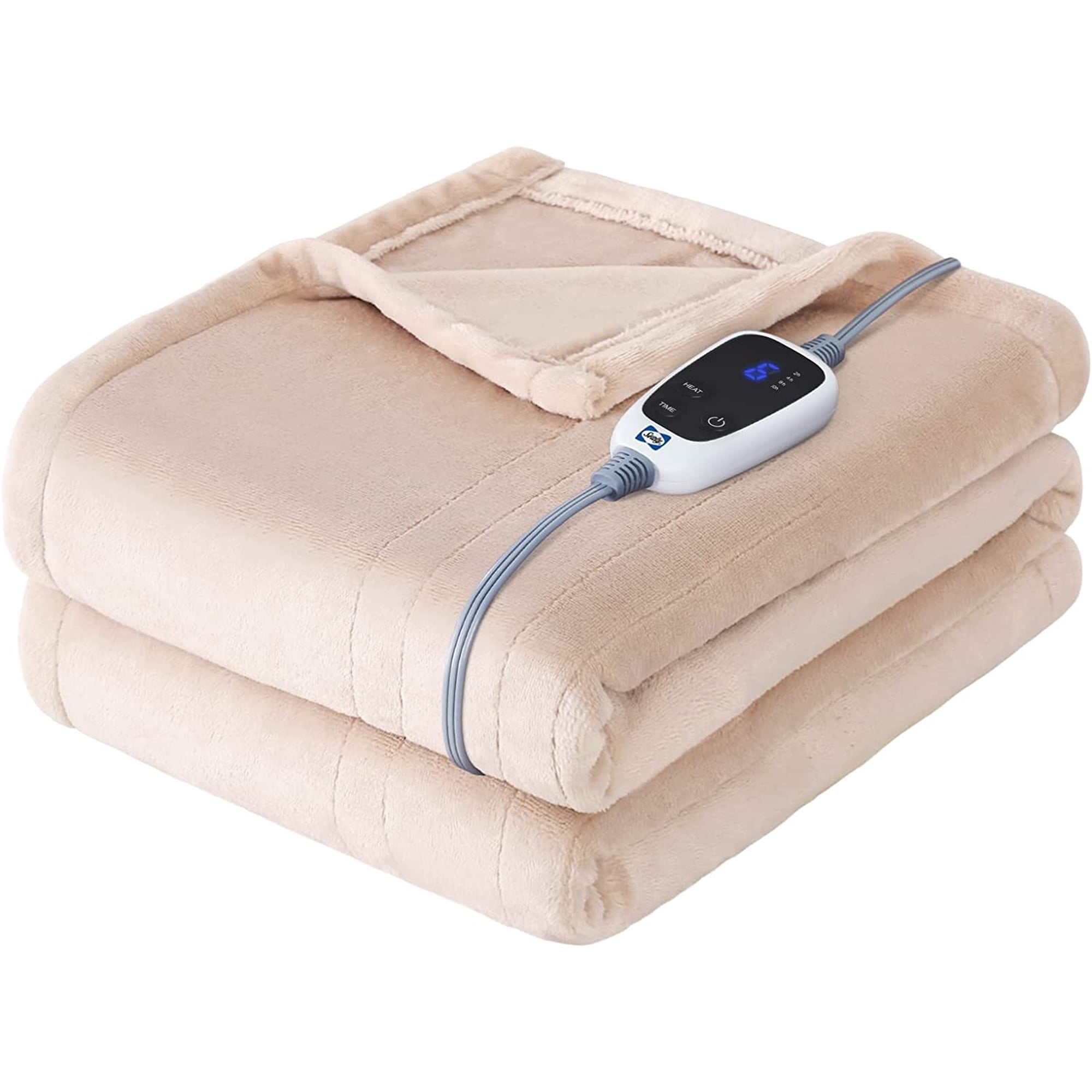 Sealy Electric Blanket King Size, Flannel Heated Blanket with 10 Heating  Levels u0026 1-12 Hours Auto Shut Off, Fast Heating Warm Blanket, Machine  Washable, Beige, 62 x 84 Inch - Walmart.com