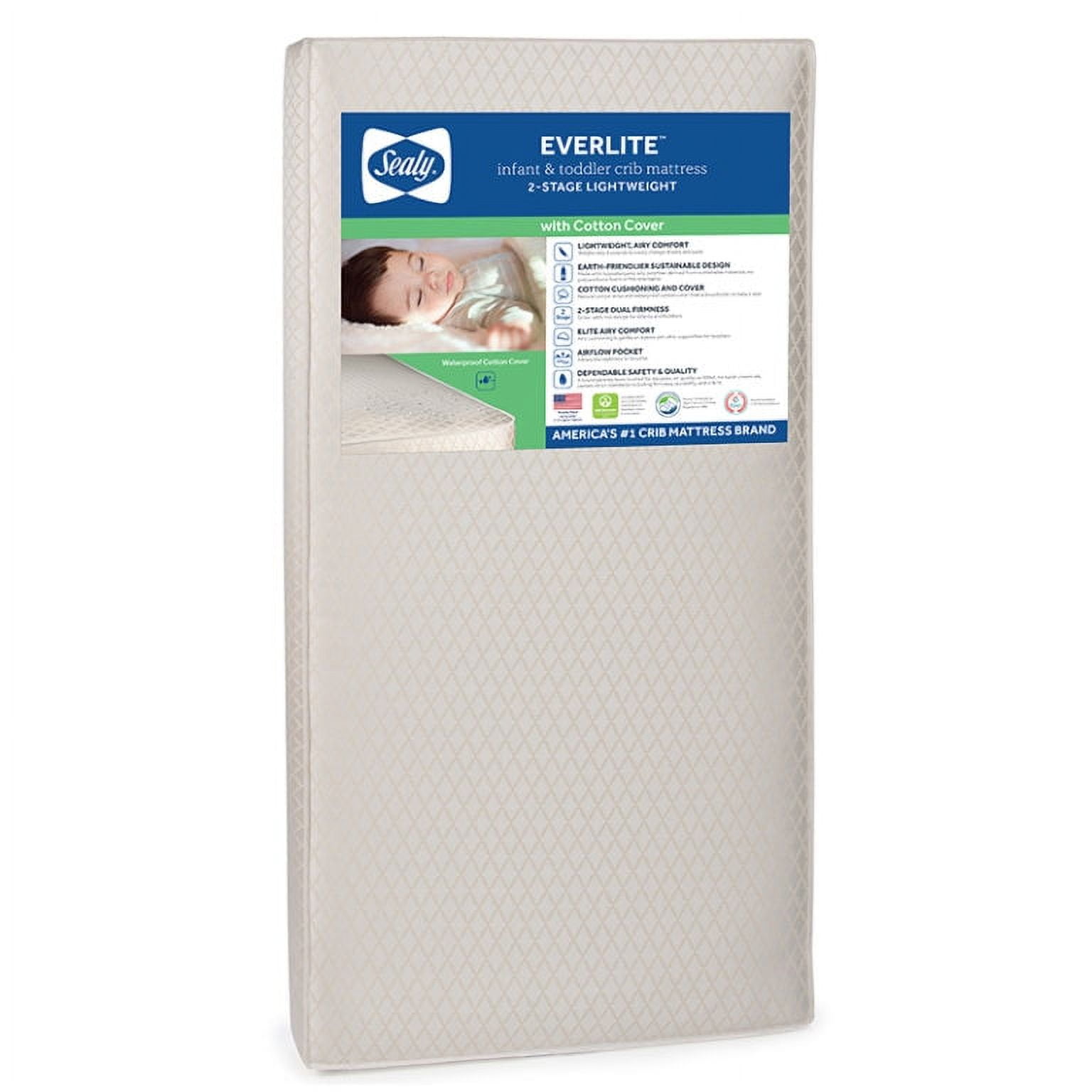 Sealy EverLite 2-Stage GREENGUARD GOLD Baby Crib Mattress and Toddler Mattress
