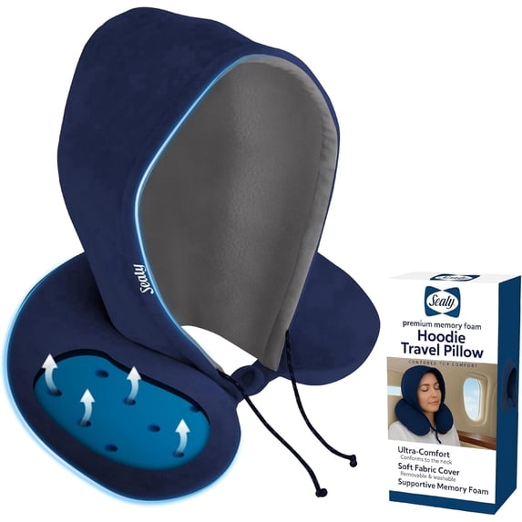 Sealy Adult Semicircular Memory Foam Wrap Pillow, Blue
