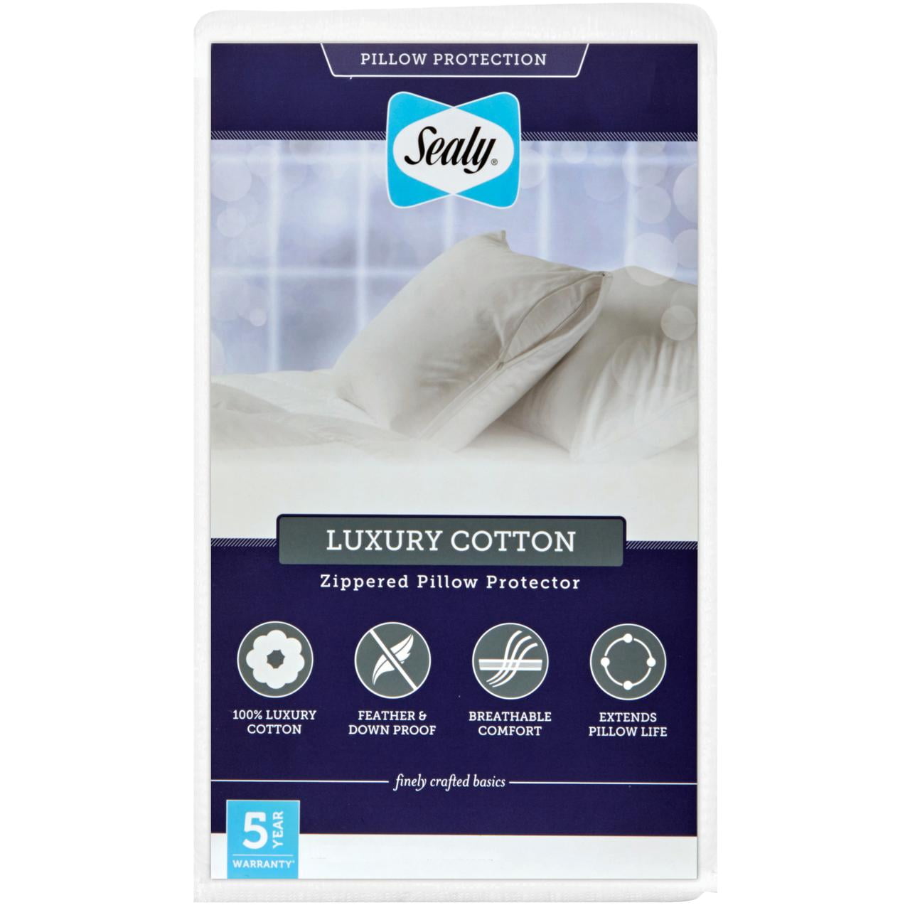 King Size White Cotton Zippered Pillow Protector