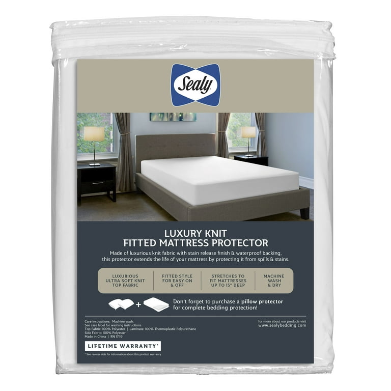 Allerease Comfort Collection Plush Knit Fitted Mattress Protector with Anchor Bands, Full