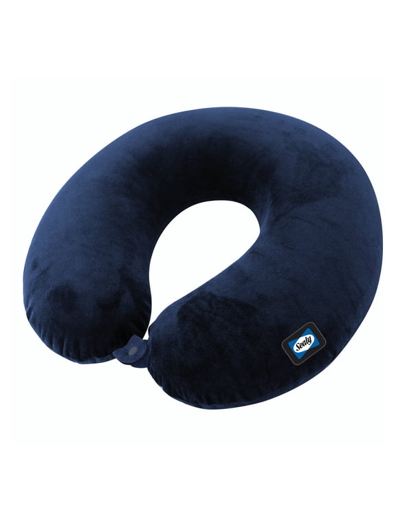 U-Shaped Memory Foam Polyester Neck Pillow, Blue