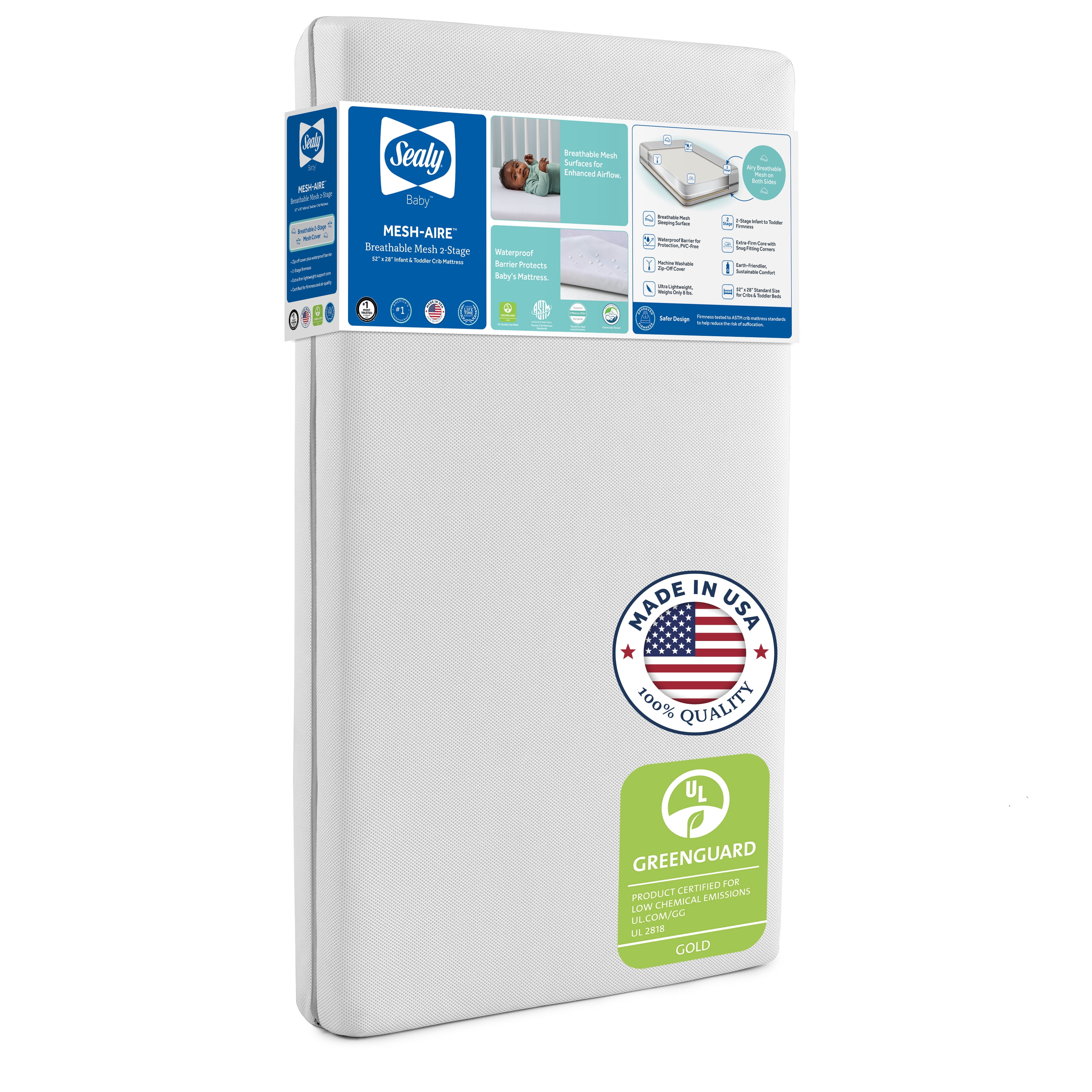 Sealy Mesh-Aire Breathable 2-Stage Infant and Toddler Crib Mattress