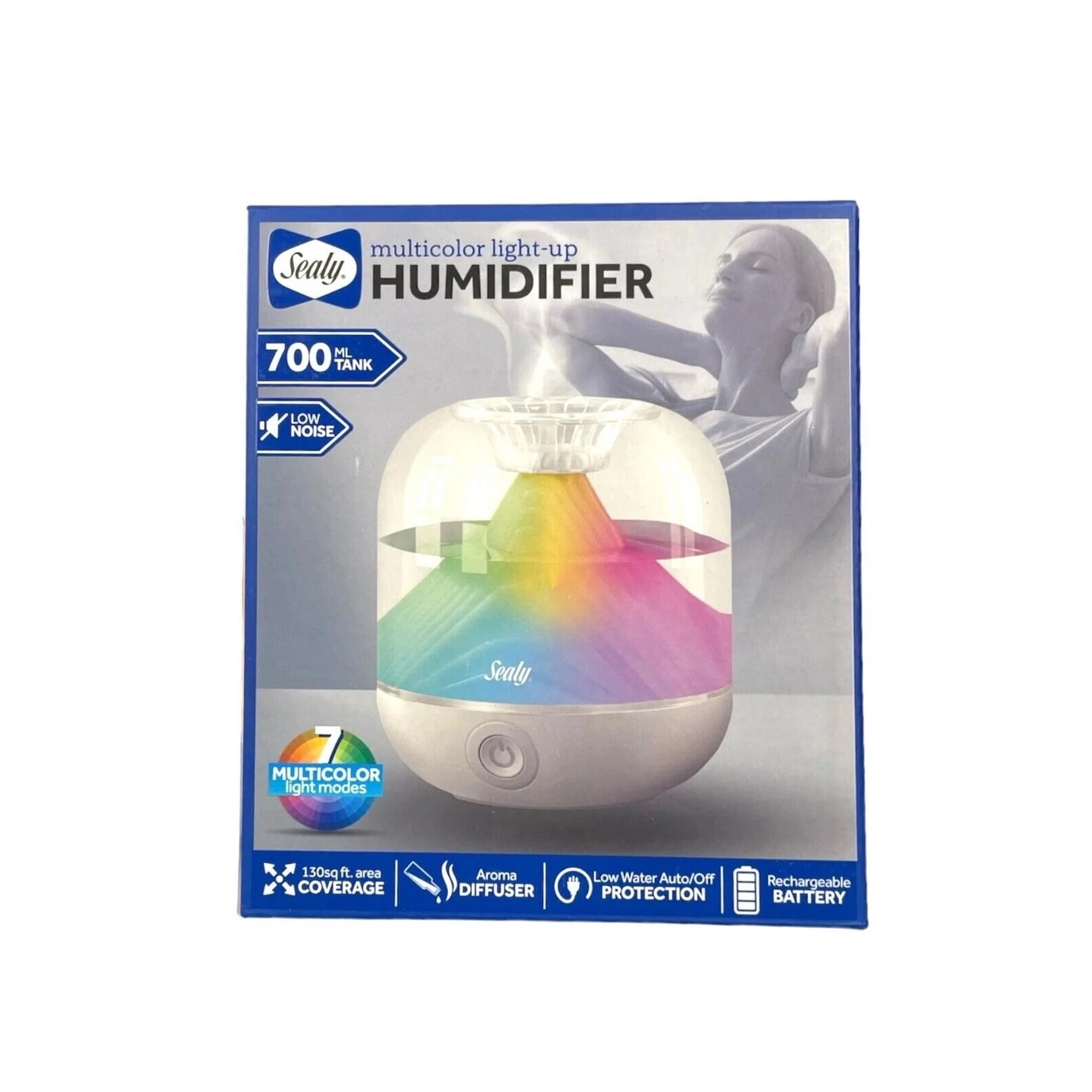 Sealy Multicolor LightUp Humidifier with Rechargeable Battery and