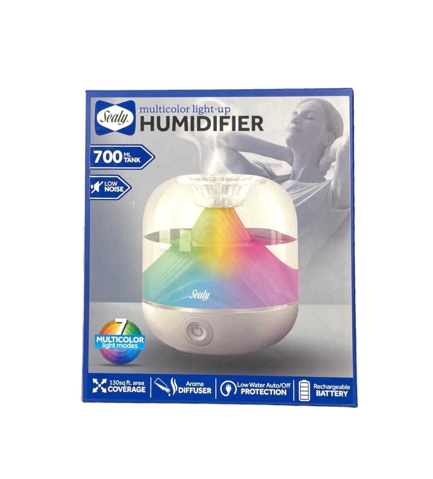Sealy Multicolor Light Up Humidifier & Aroma Diffuser Quiet Operation