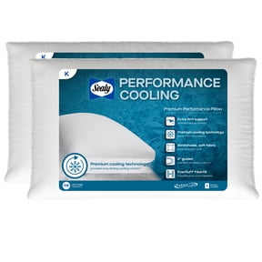 Sealy Performance Cooling Bed Pillow, King, White- Extra Firm Support, 2 Count