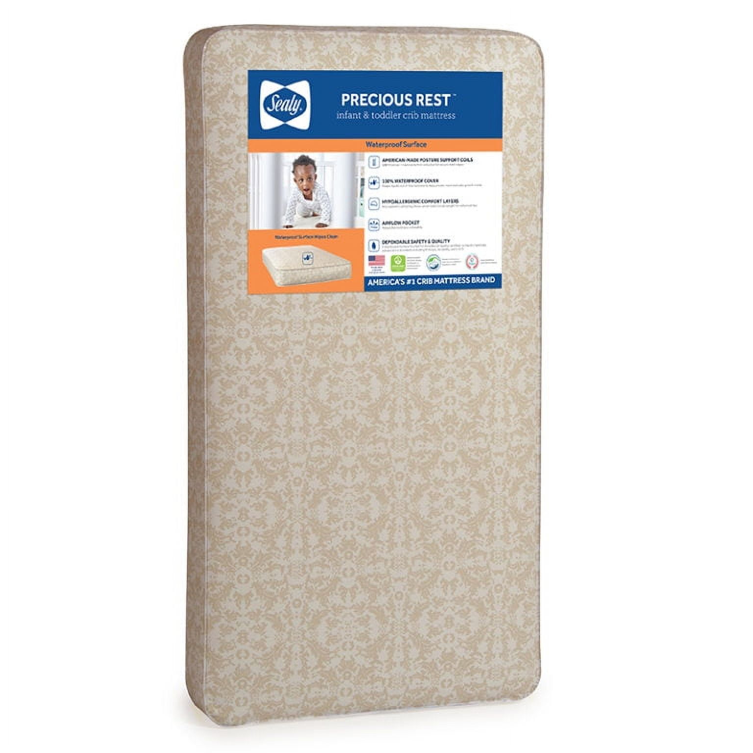 Sealy Precious Rest Extra Firm Baby Crib Toddler Mattress 120 Coil Waterproof