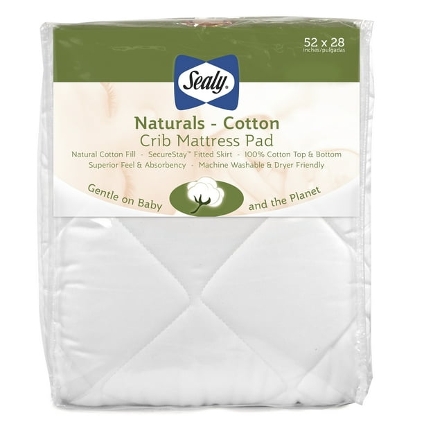 Sealy Quilted Naturals Cotton Crib and Toddler Mattress Pad