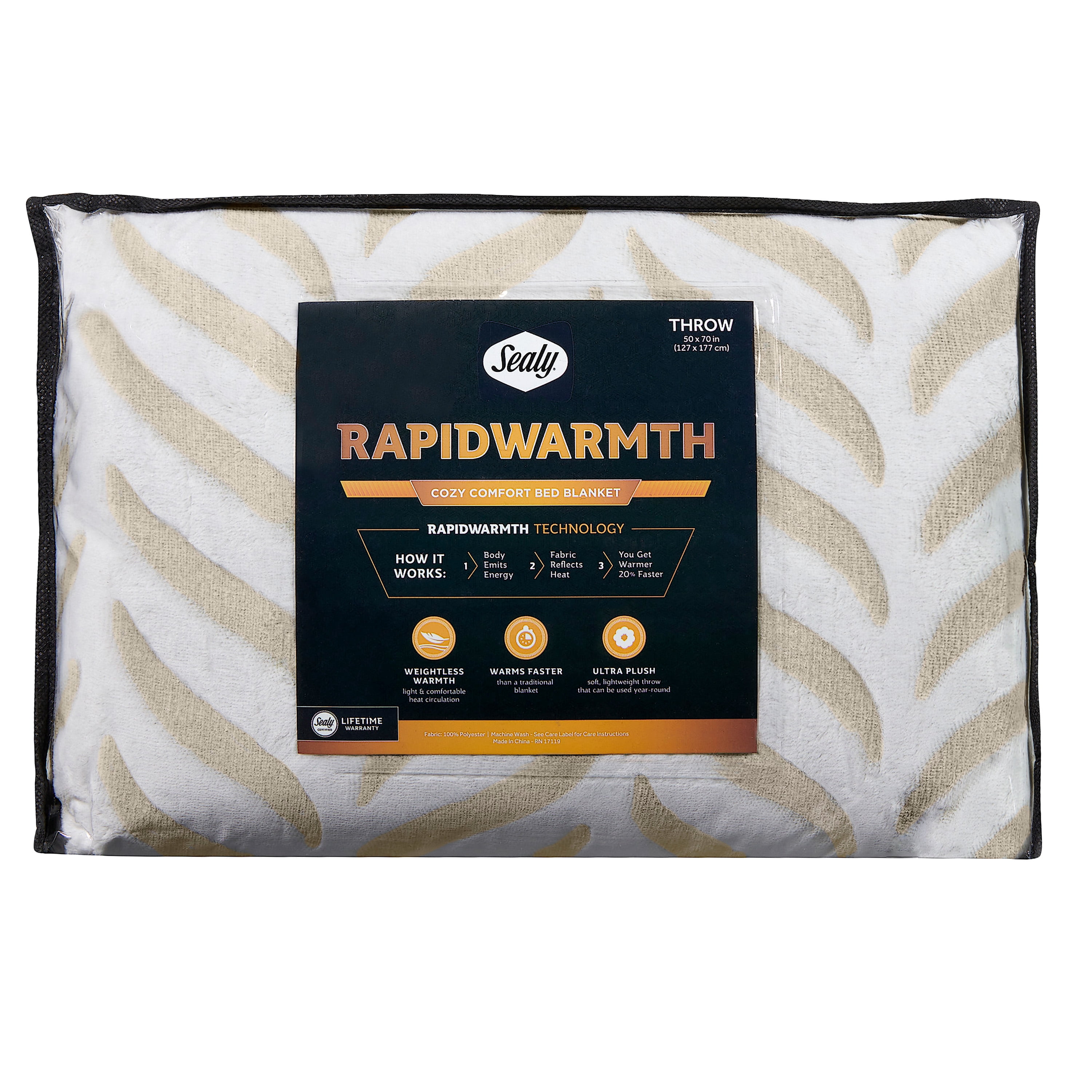 Sealy Rapid Warmth Oversized Throw - Walmart.com