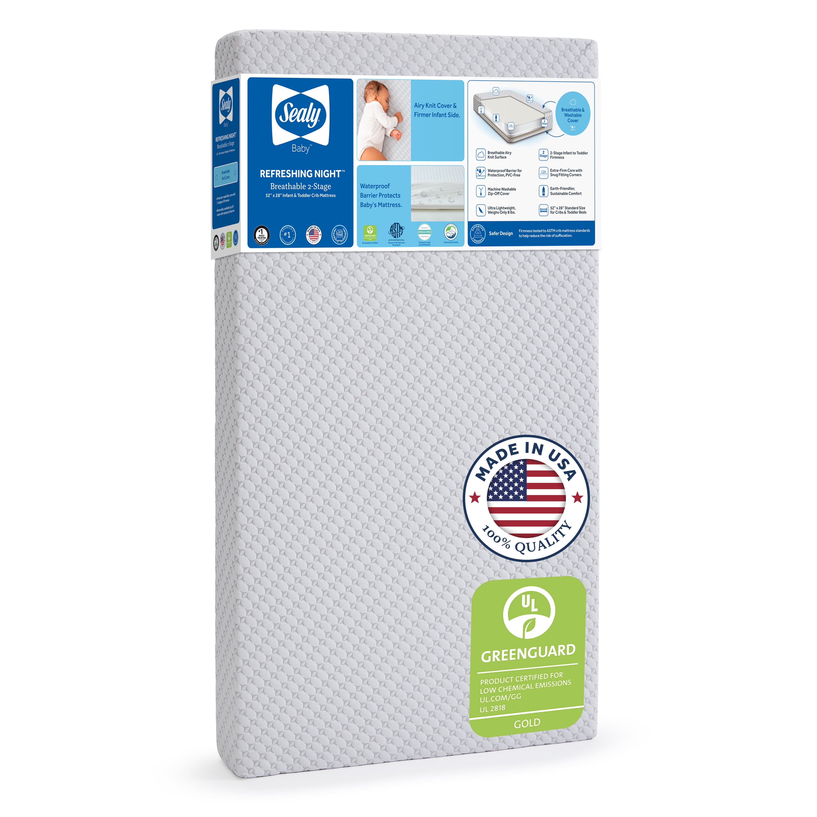 Sealy Refreshing Night Breathable 2-Stage Infant and Toddler Crib Mattress