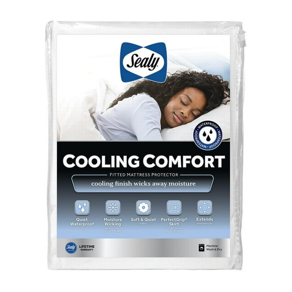 Sealy ® Cool Comfort Mattress Cover Protector, Twin - Fitted, Moisture-Wicking