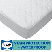 Sealy Total Stain Protection Waterproof Fitted White Crib Mattress Pad, Crib/Toddler Bed Protector, 52 L x 28 W