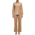 thumbnail image 1 of Sealy Women’s Long Sleeve Velour Top and Pants Sleepwear Set, 2-Piece, 1 of 5
