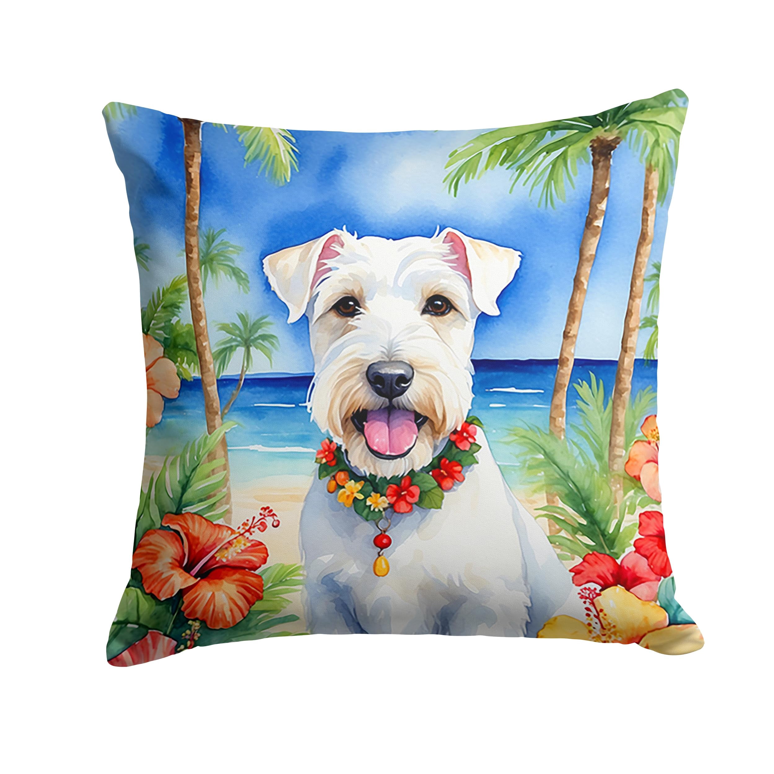 Sealyham Terrier Luau Throw Pillow 18 in x 18 in