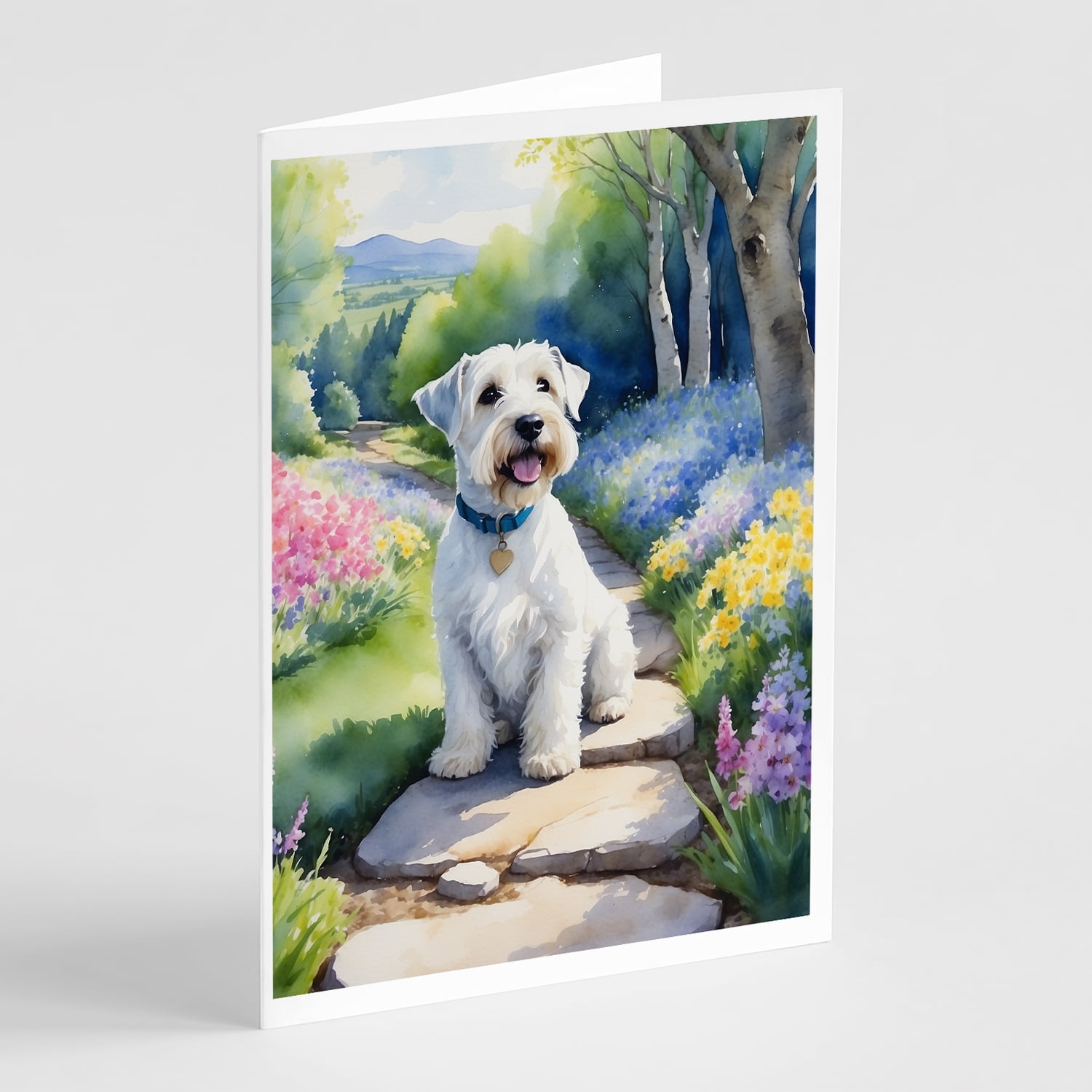 Sealyham Terrier Spring Path Greeting Cards Pack of 8 7 in x 5 in