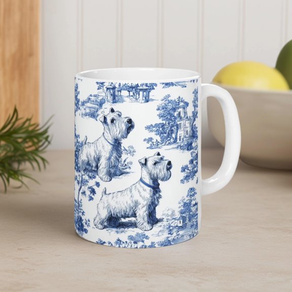 Sealyham Terrier Toile Mug French Toile de Jouy Coffee Cup Gift for Dog Lovers Style Chino