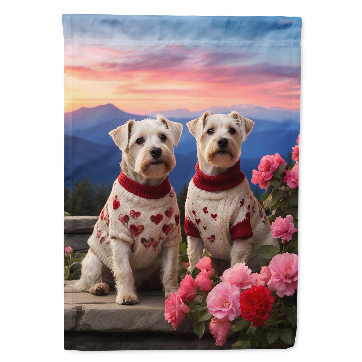 Sealyham Terrier Two Hearts House Flag