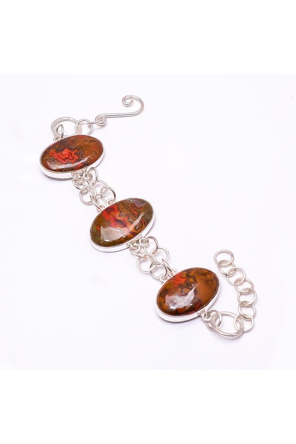 Seam Agate - Morocco 925 Sterling Silver Adjustable Bracelet 7.99" B5