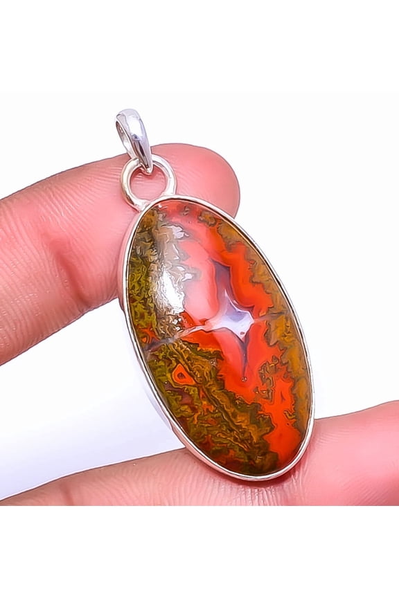 Seam Agate - Morocco 925 Sterling Silver Pendant 1.95" P92014420, Christmas Gift