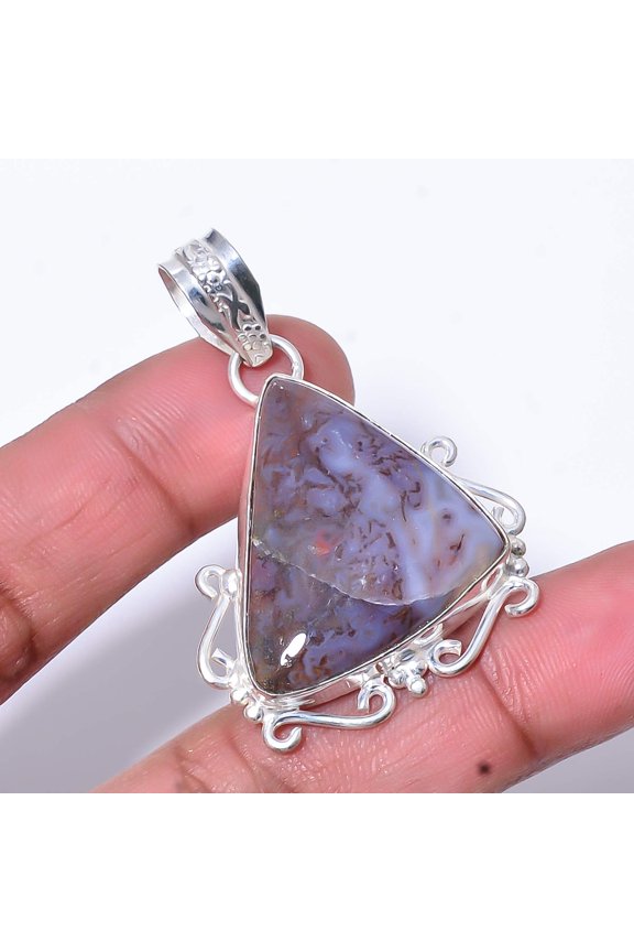 Seam Agate - Morocco Designer Handmade 925 Sterling Silver Pendant 1.95" P18