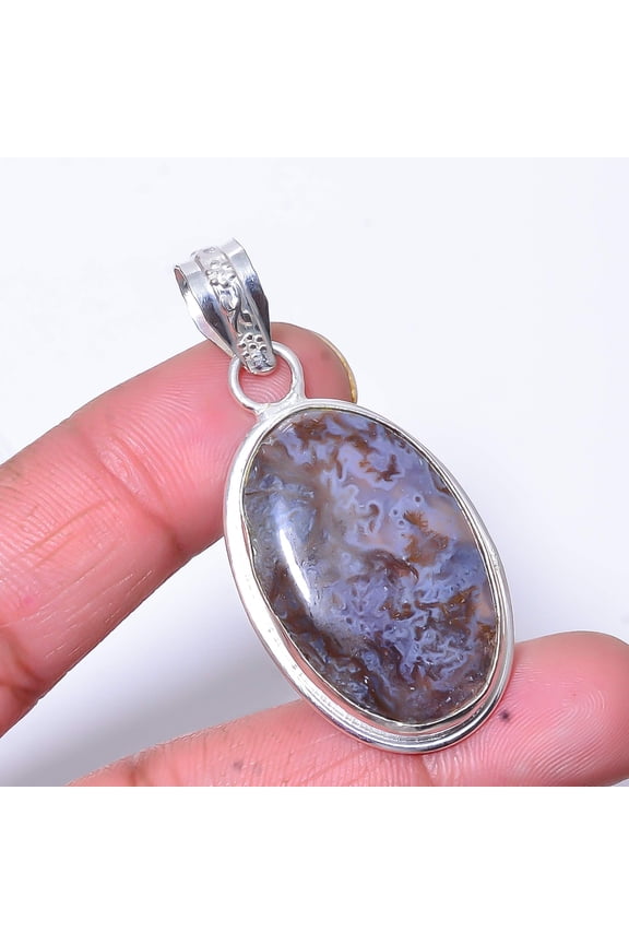 Seam Agate - Morocco Designer Handmade 925 Sterling Silver Pendant 2.03" P17