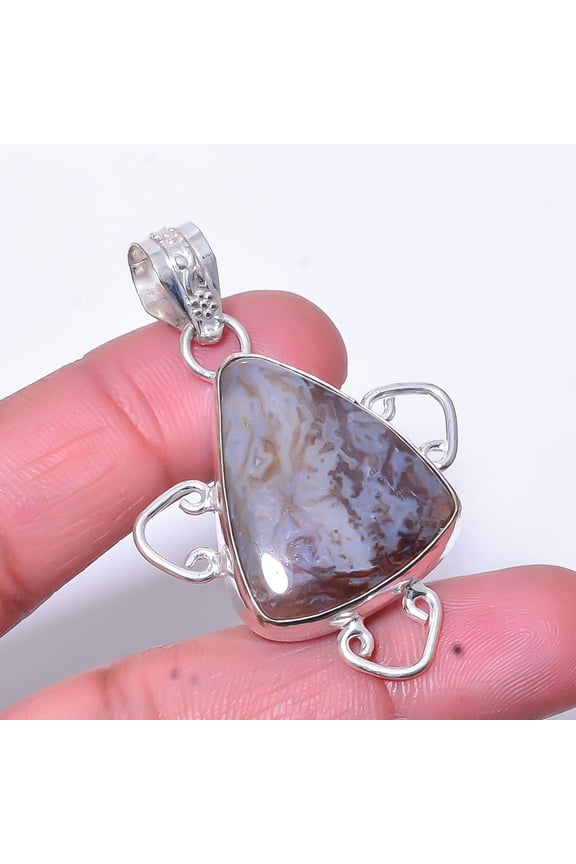 Seam Agate - Morocco Designer Handmade 925 Sterling Silver Pendant 2.03" P57