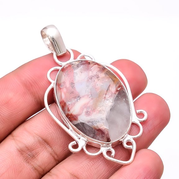 Seam Agate - Morocco Designer Handmade 925 Sterling Silver Pendant 2.15" P12