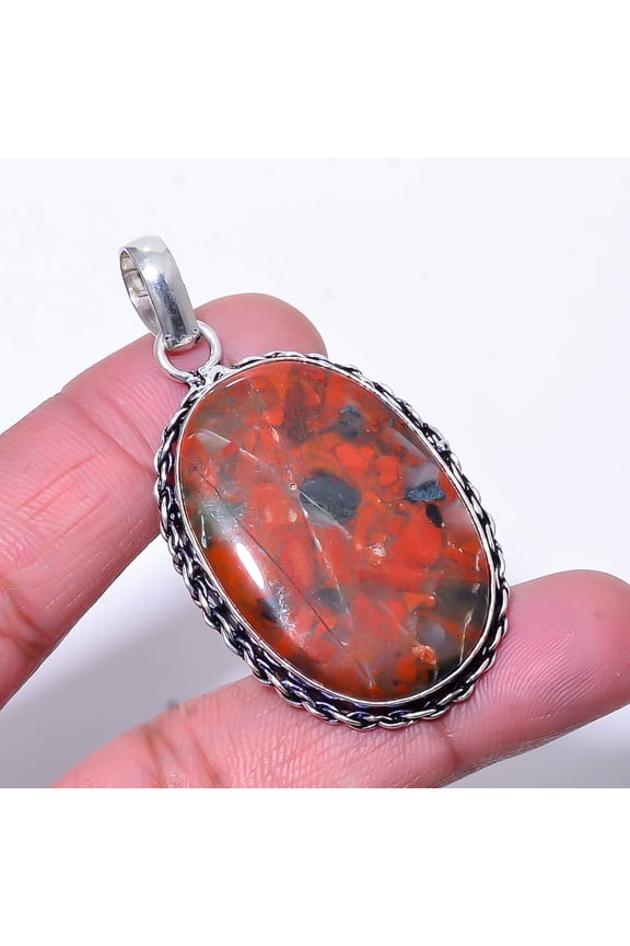 Seam Agate - Morocco Designer Handmade 925 Sterling Silver Pendant 2.15" P3
