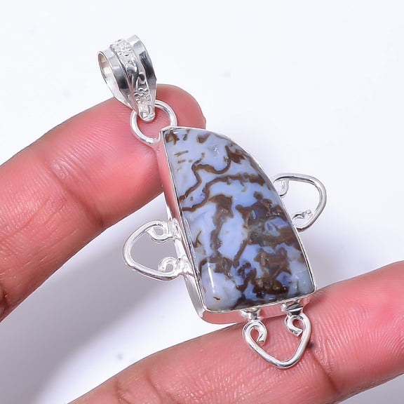 Seam Agate - Morocco Designer Handmade 925 Sterling Silver Pendant 2.15" P48