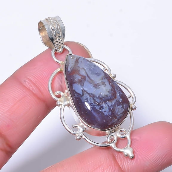 Seam Agate - Morocco Designer Handmade 925 Sterling Silver Pendant 2.15" P6