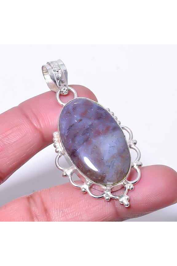 Seam Agate - Morocco Designer Handmade 925 Sterling Silver Pendant 2.15" P7