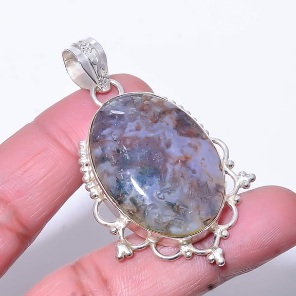 Seam Agate - Morocco Designer Handmade 925 Sterling Silver Pendant 2.26" P14