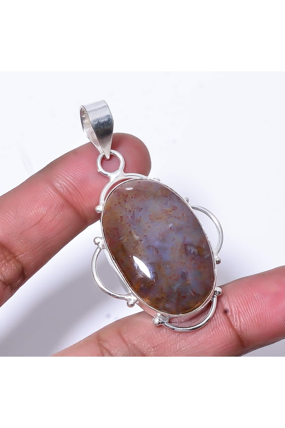 Seam Agate - Morocco Designer Handmade 925 Sterling Silver Pendant 2.26" P19