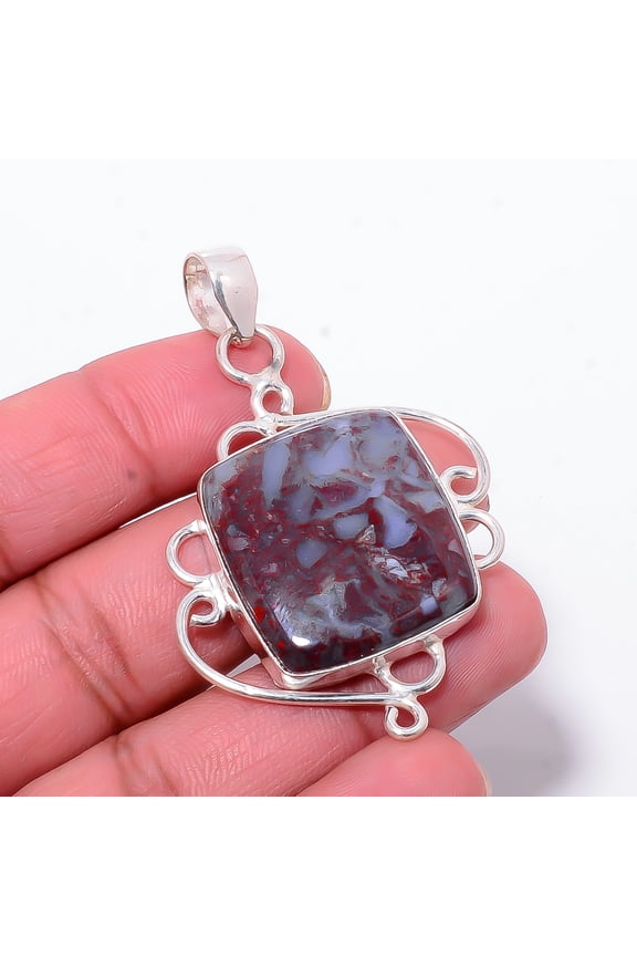 Seam Agate - Morocco Designer Handmade 925 Sterling Silver Pendant 2.26" P44