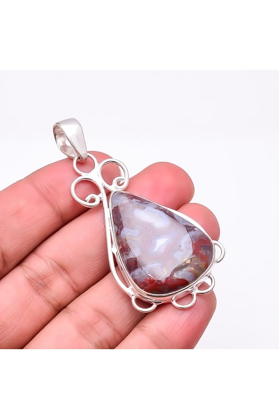 Seam Agate - Morocco Designer Handmade 925 Sterling Silver Pendant 2.34" P22