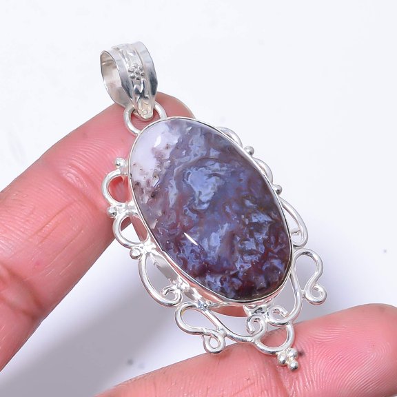 Seam Agate - Morocco Designer Handmade 925 Sterling Silver Pendant 2.34" P32