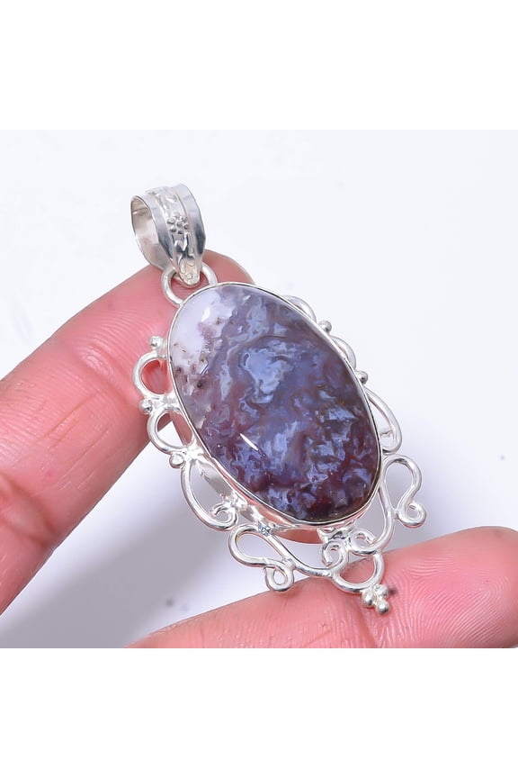 Seam Agate - Morocco Designer Handmade 925 Sterling Silver Pendant 2.34" P32