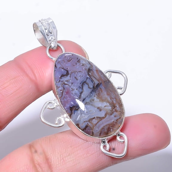 Seam Agate - Morocco Designer Handmade 925 Sterling Silver Pendant 2.34" P7