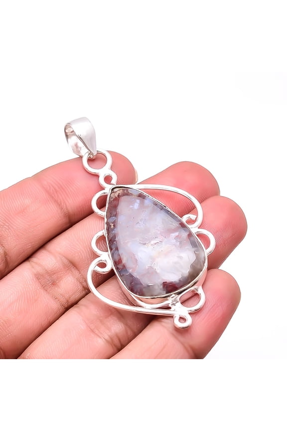 Seam Agate - Morocco Designer Handmade 925 Sterling Silver Pendant 2.50" P21