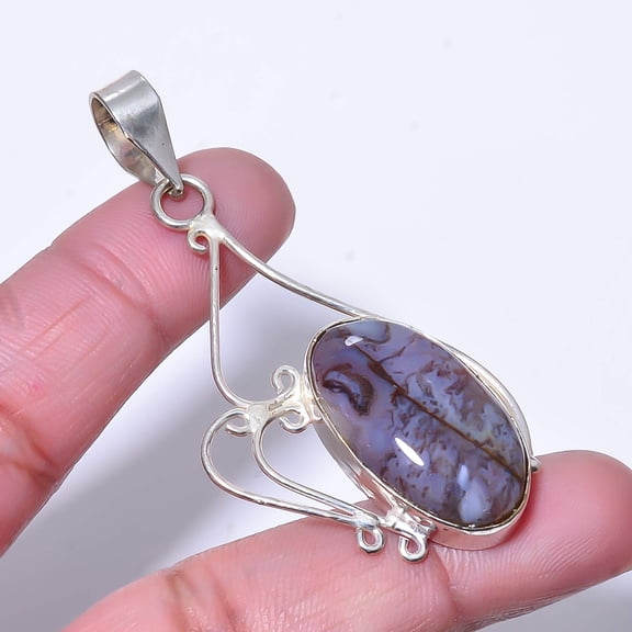 Seam Agate - Morocco Designer Handmade 925 Sterling Silver Pendant 2.50" P27