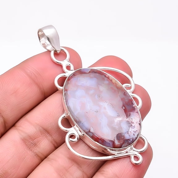 Seam Agate - Morocco Designer Handmade 925 Sterling Silver Pendant 2.54" P24