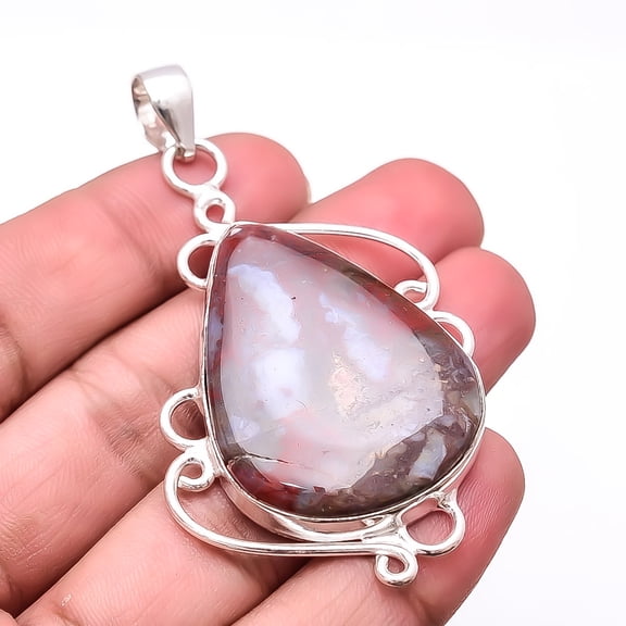 Seam Agate - Morocco Designer Handmade 925 Sterling Silver Pendant 2.65" P3