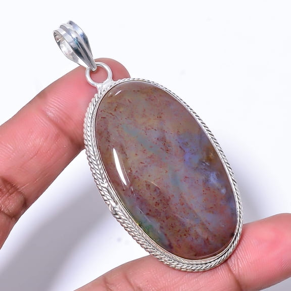 Seam Agate - Morocco Designer Handmade 925 Sterling Silver Pendant 2.73" P30