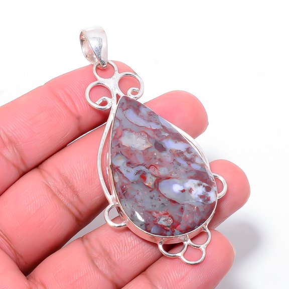 Seam Agate - Morocco Designer Handmade 925 Sterling Silver Pendant 2.73" P51