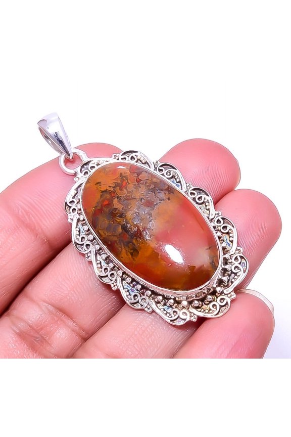 Seam Agate - Morocco Fine Art 925 Sterling Silver Pendant 2.11" P_9411_197_85